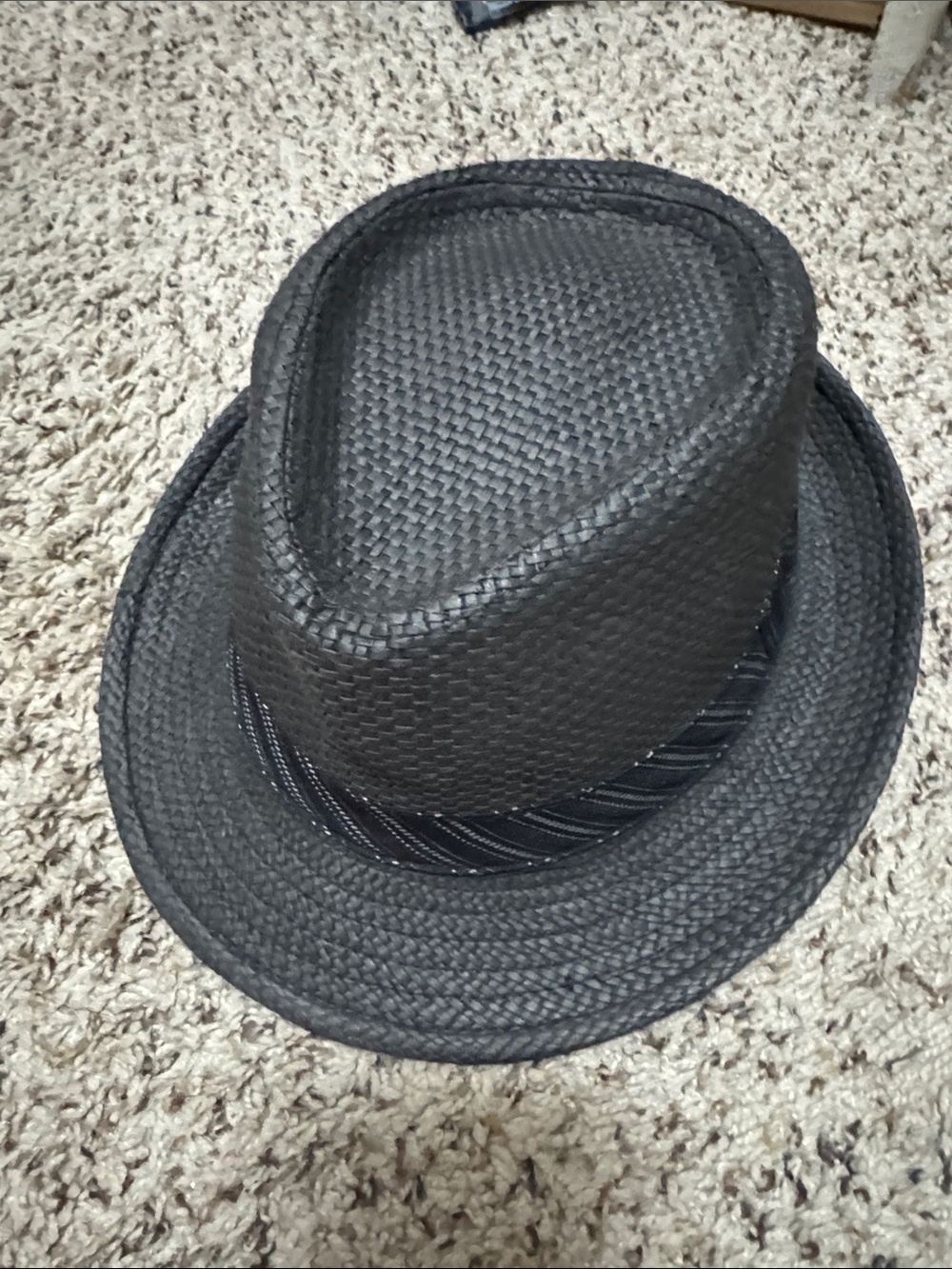 Men's Black Straw Fedora Hat with Band